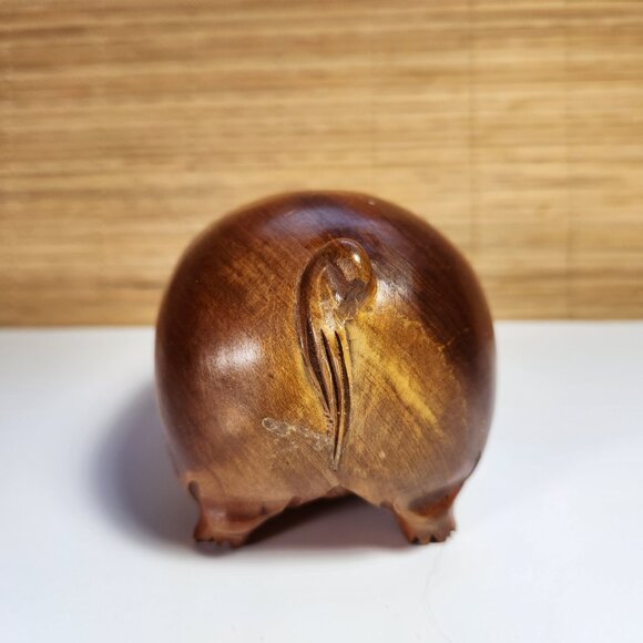 Vintage Hand Carved Chinese Wood Laughing Pig Figurine Ornament Statue - Picture 5 of 8